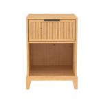 Natural Wood Reeded Storage Nightstand
