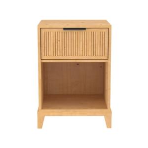 Natural Wood Reeded Storage Nightstand