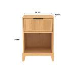 Natural Wood Reeded Storage Nightstand