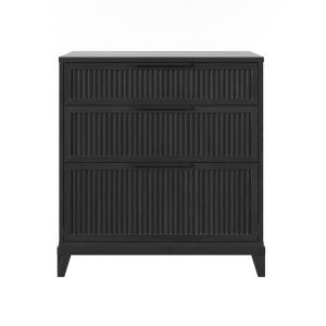 Black Wood Reeded Bedroom Dresser