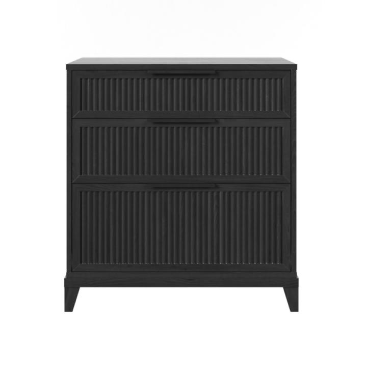 Black Wood Reeded Bedroom Dresser