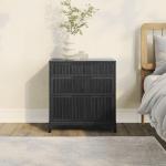 Black Wood Reeded Bedroom Dresser