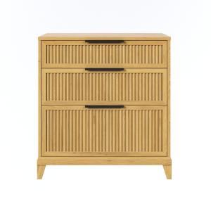 Natural Wood Reeded Bedroom Dresser