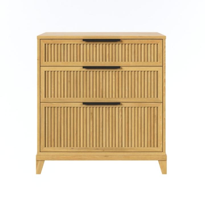 Natural Wood Reeded Bedroom Dresser