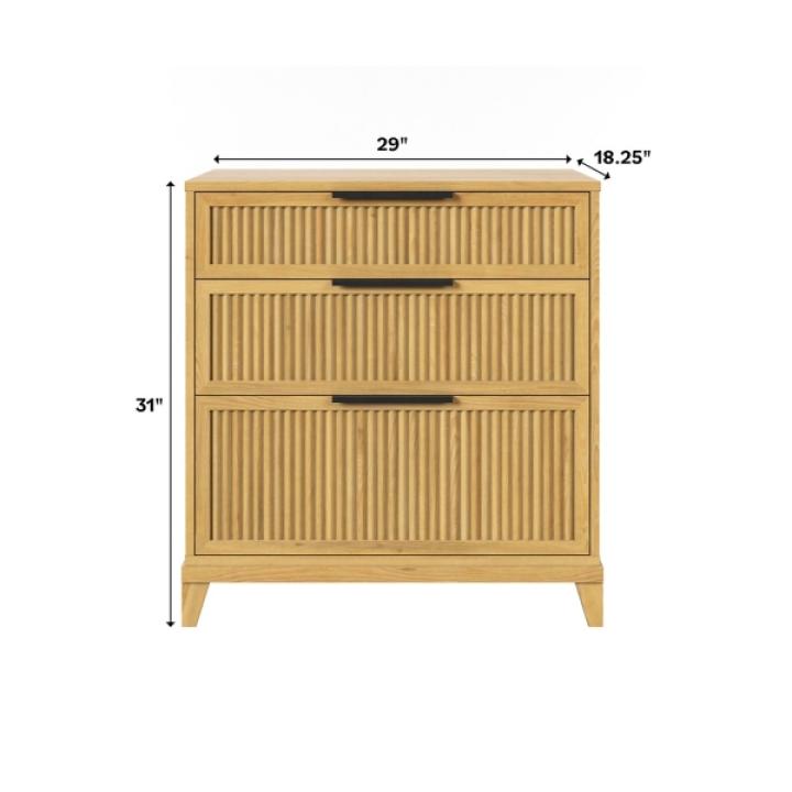 Natural Wood Reeded Bedroom Dresser