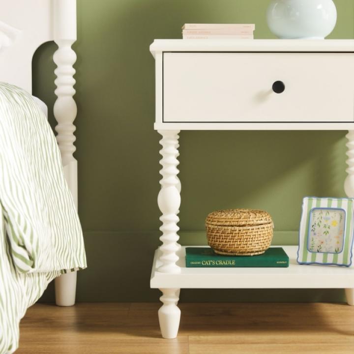 White Spindle Vivienne Nightstand