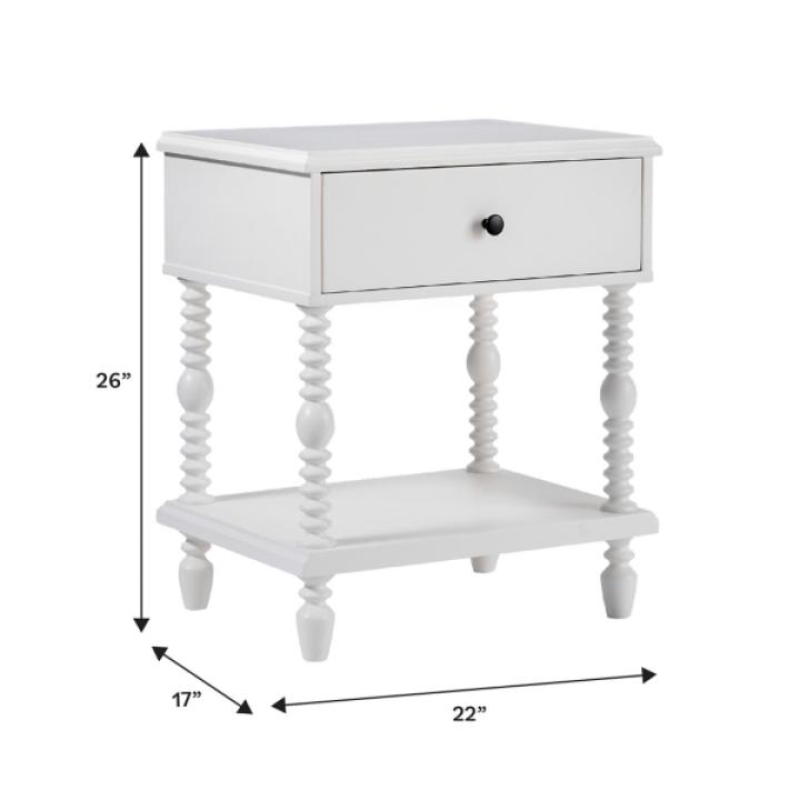 White Spindle Vivienne Nightstand