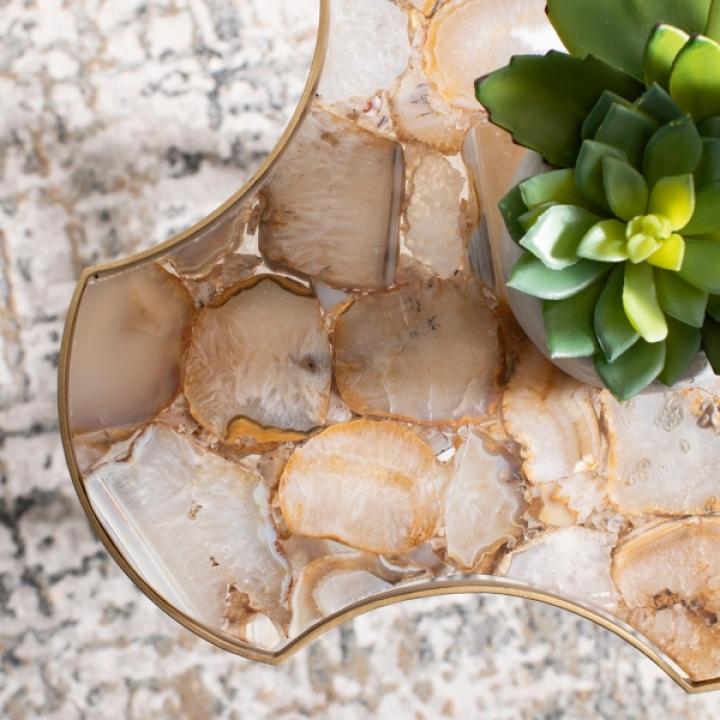 Gold Abstract Agate Accent Table