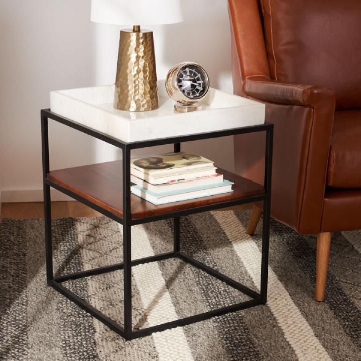 Marble Tray Kyra Square Accent Table