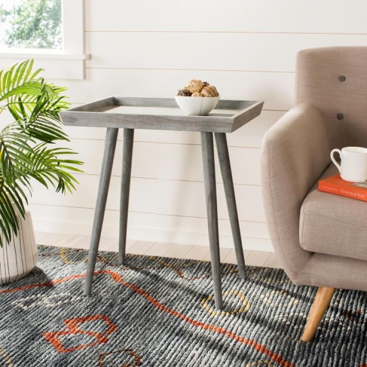 Gray Wood Mina Tray End Table