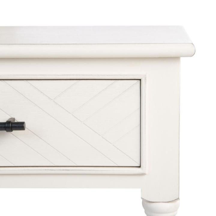 White Wood Peyton 1-Drawer End Table