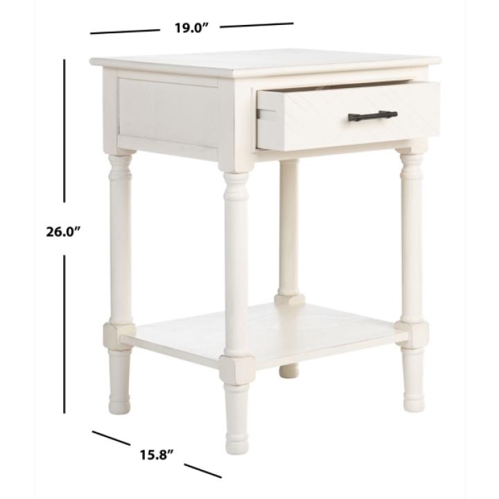 White Wood Peyton 1-Drawer End Table