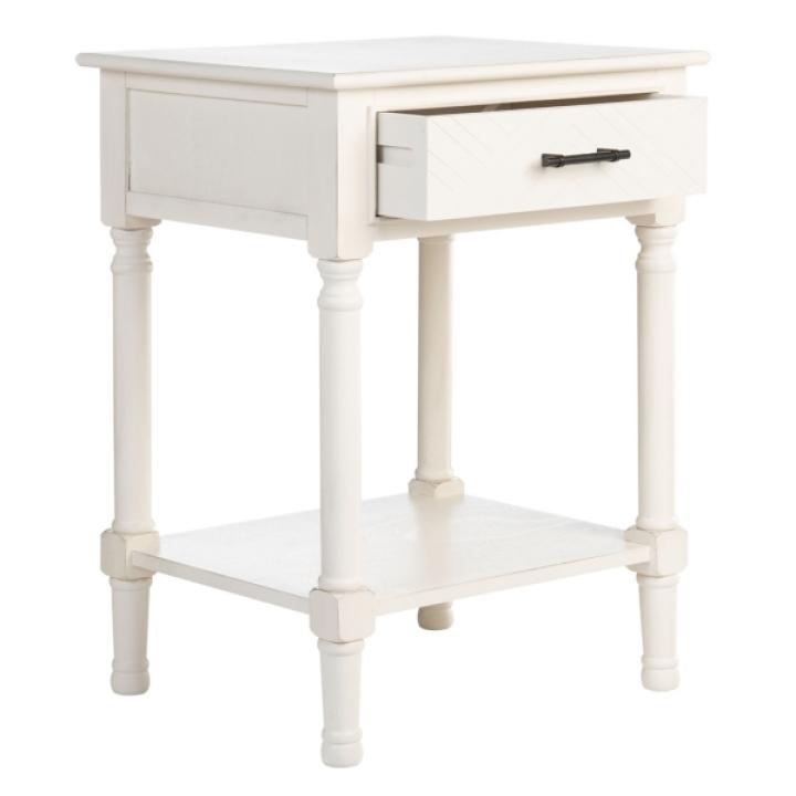 White Wood Peyton 1-Drawer End Table
