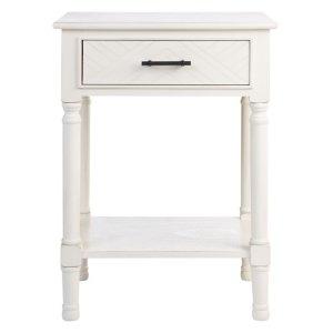White Wood Peyton 1-Drawer End Table