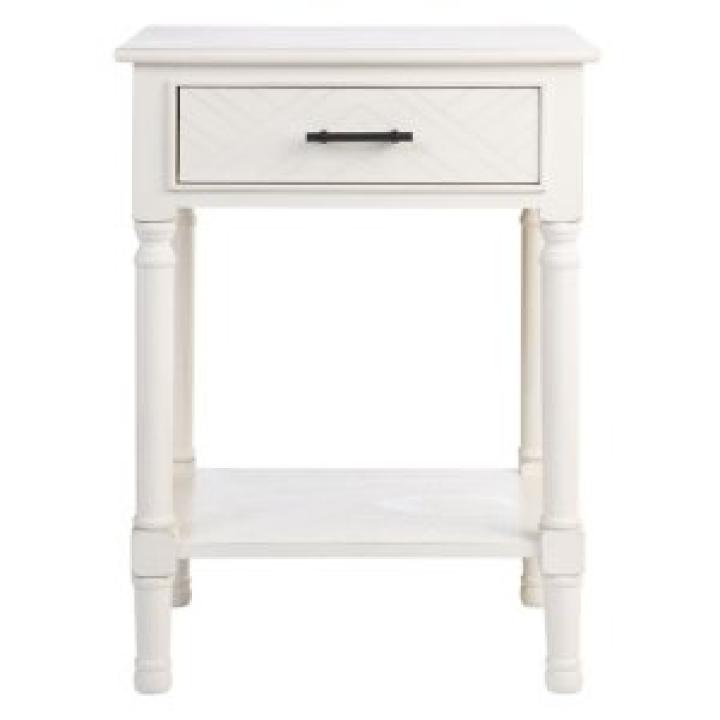 White Wood Peyton 1-Drawer End Table