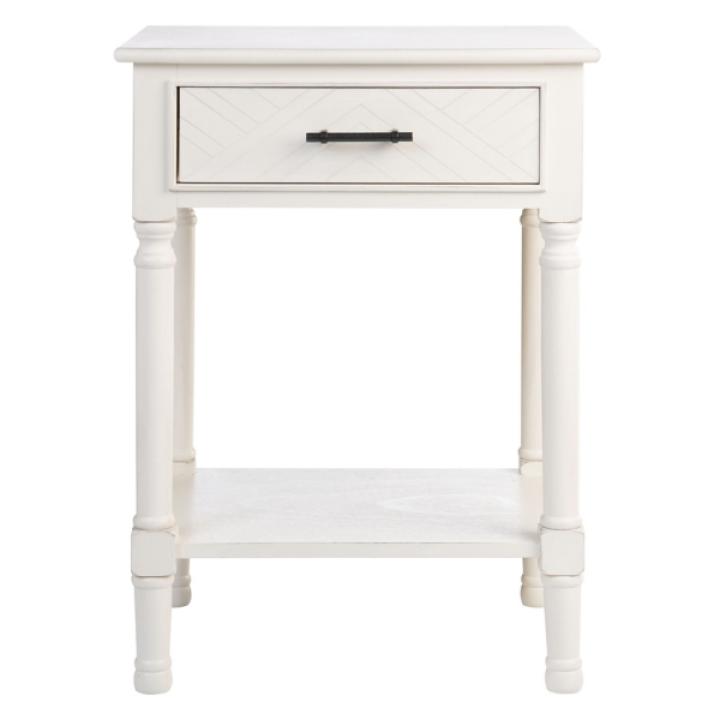 White Wood Peyton 1-Drawer End Table