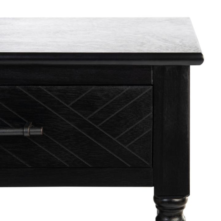 Black Wood Peyton 1-Drawer End Table