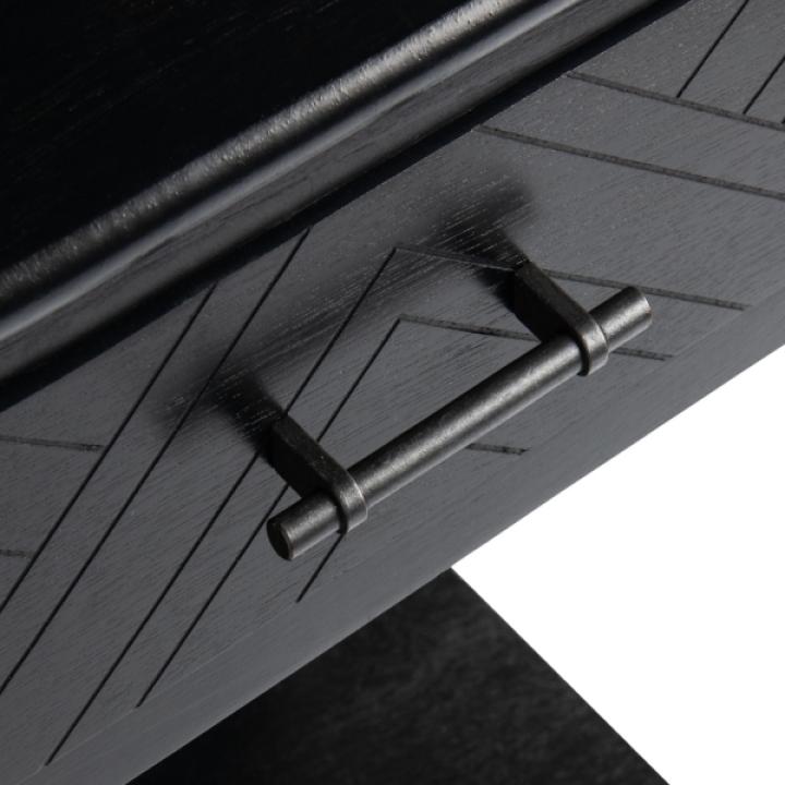 Black Wood Peyton 1-Drawer End Table