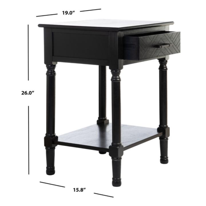 Black Wood Peyton 1-Drawer End Table