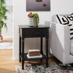 Black Wood Peyton 1-Drawer End Table