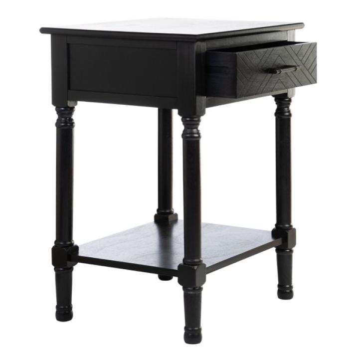 Black Wood Peyton 1-Drawer End Table