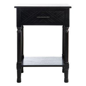 Black Wood Peyton 1-Drawer End Table