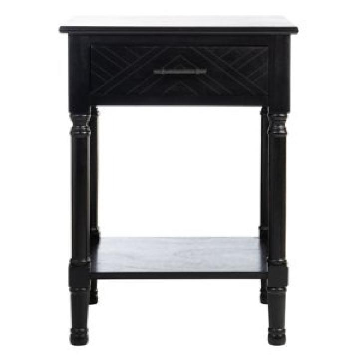 Black Wood Peyton 1-Drawer End Table