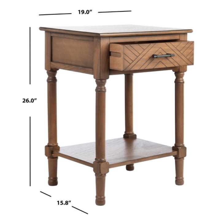 Brown Wood Peyton 1-Drawer End Table