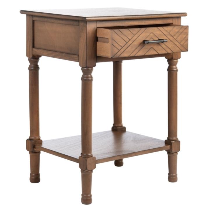 Brown Wood Peyton 1-Drawer End Table