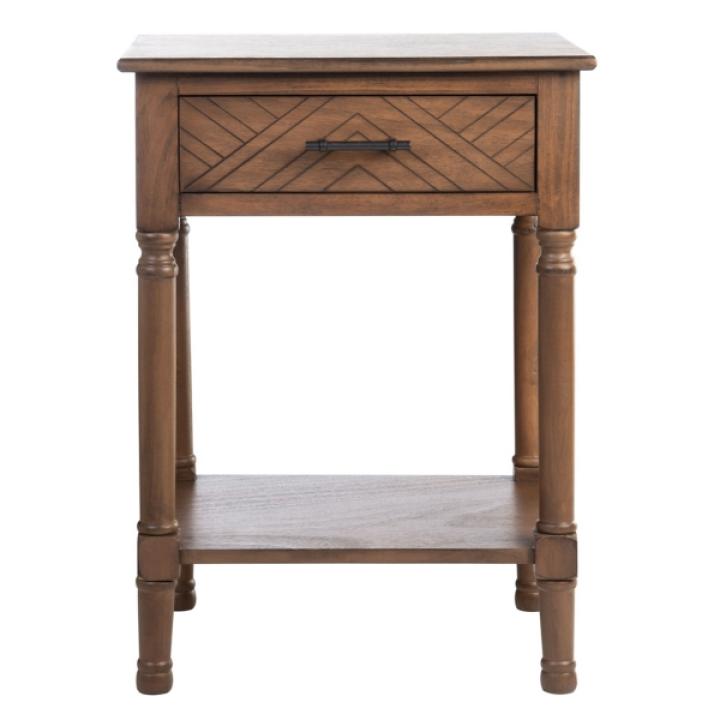 Brown Wood Peyton 1-Drawer End Table
