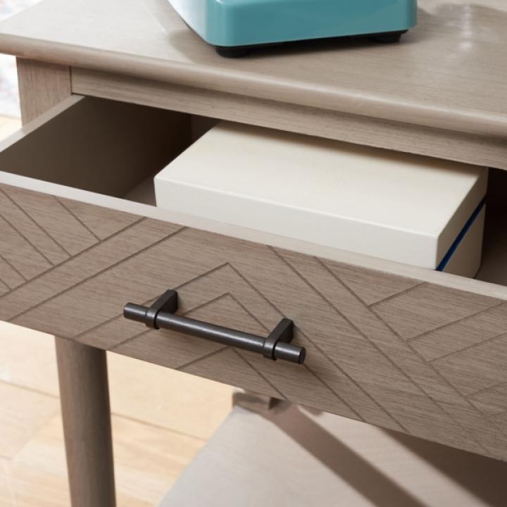Greige Wood Peyton 1-Drawer End Table