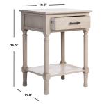 Greige Wood Peyton 1-Drawer End Table