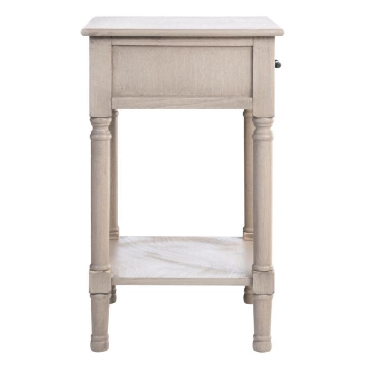 Greige Wood Peyton 1-Drawer End Table