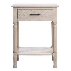 Greige Wood Peyton 1-Drawer End Table
