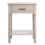 Greige Wood Peyton 1-Drawer End Table