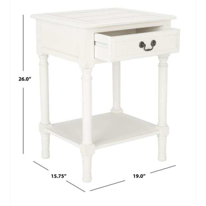 White Wood Whitney 1-Drawer End Table