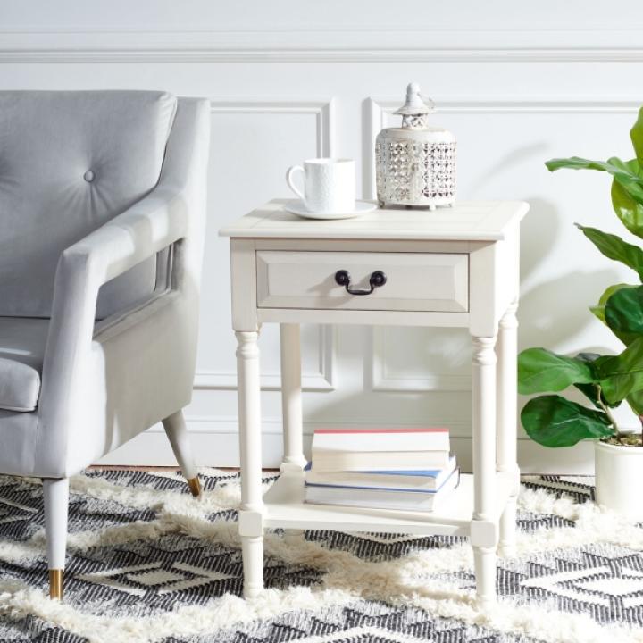 White Wood Whitney 1-Drawer End Table