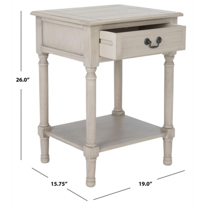 Greige Wood Whitney 1-Drawer End Table