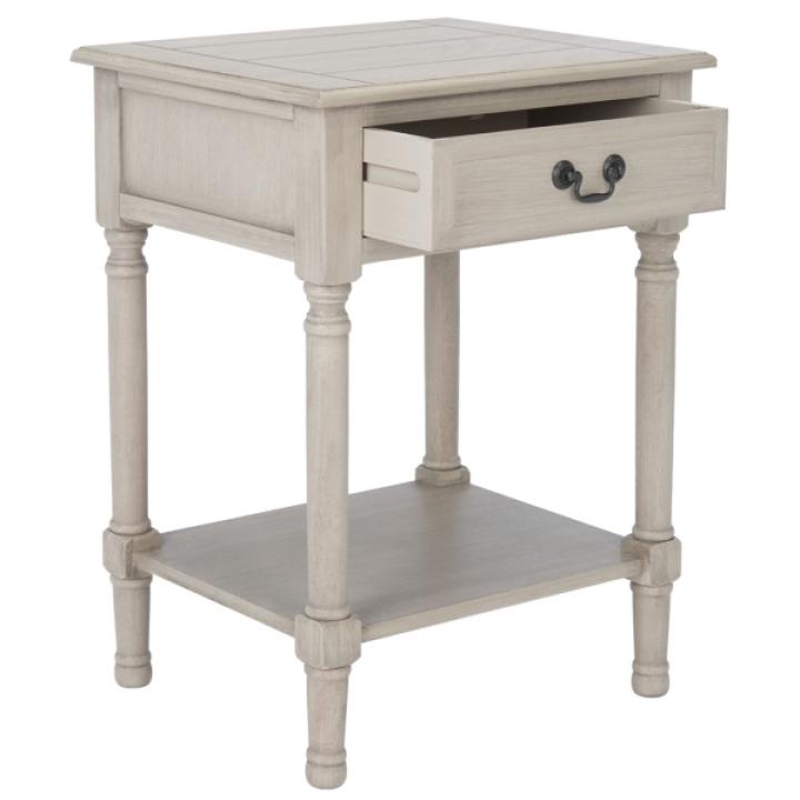 Greige Wood Whitney 1-Drawer End Table