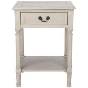 Greige Wood Whitney 1-Drawer End Table