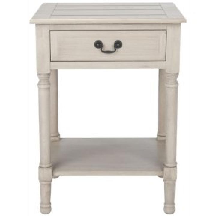 Greige Wood Whitney 1-Drawer End Table