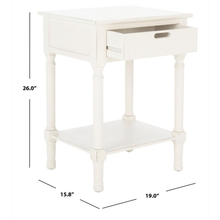 White Wood Landers 1-Drawer End Table
