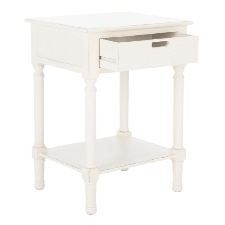 White Wood Landers 1-Drawer End Table