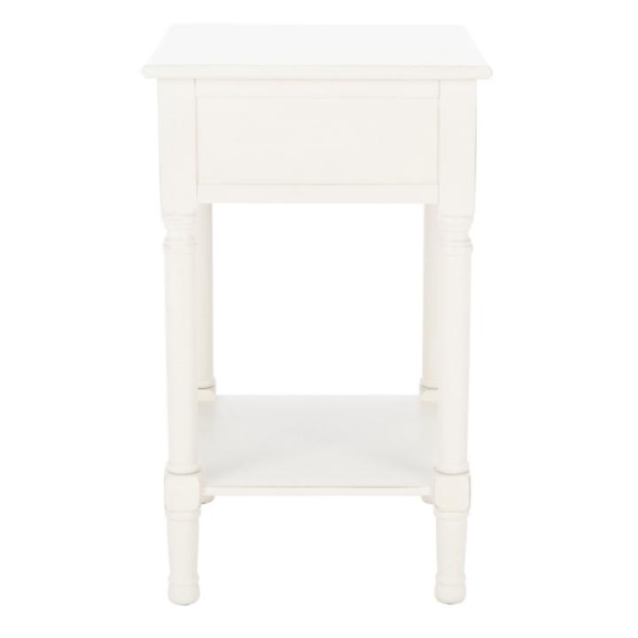 White Wood Landers 1-Drawer End Table