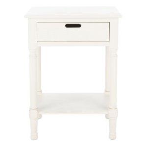 White Wood Landers 1-Drawer End Table