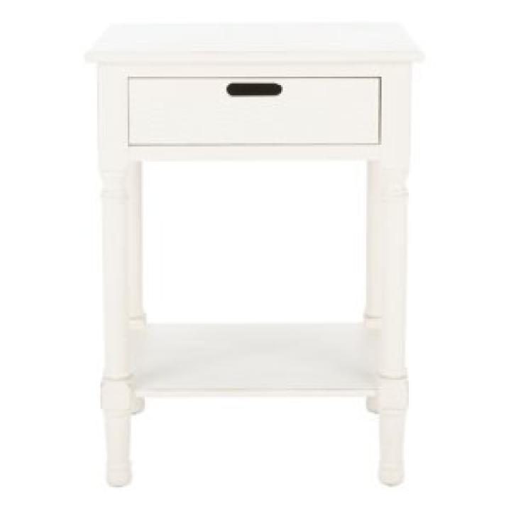 White Wood Landers 1-Drawer End Table