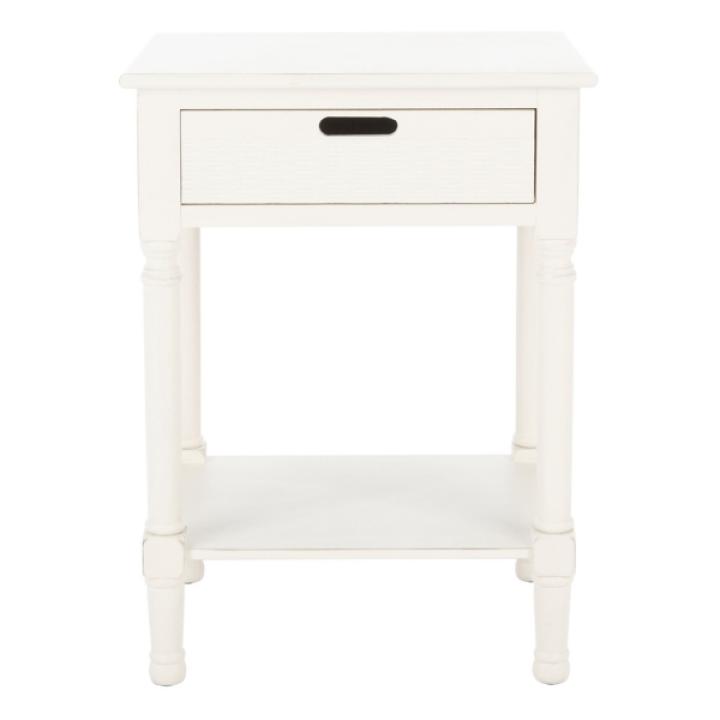 White Wood Landers 1-Drawer End Table