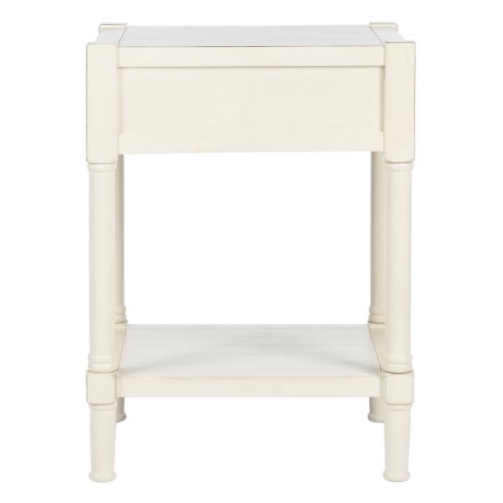White Wood Finley 1-Drawer End Table