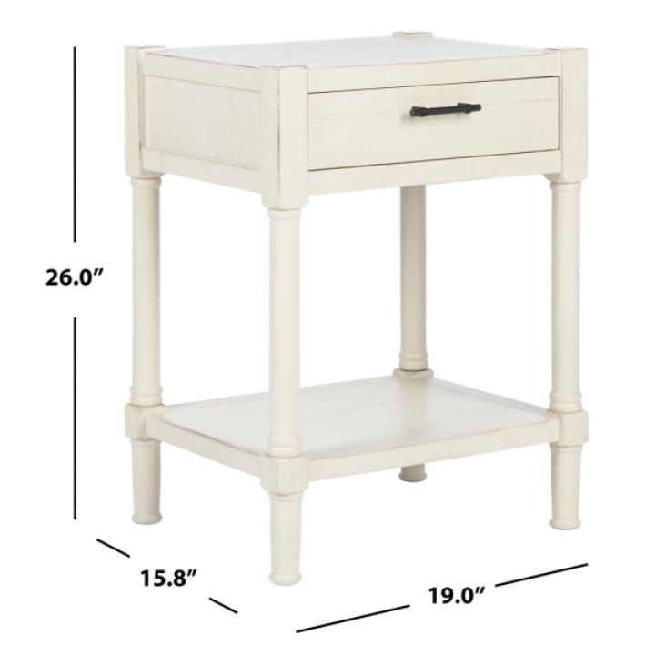 White Wood Finley 1-Drawer End Table