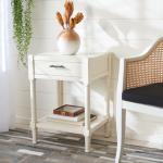 White Wood Finley 1-Drawer End Table